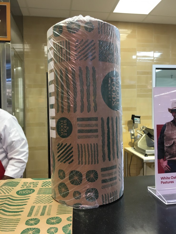 A roll of Whole Foods butcher paper.