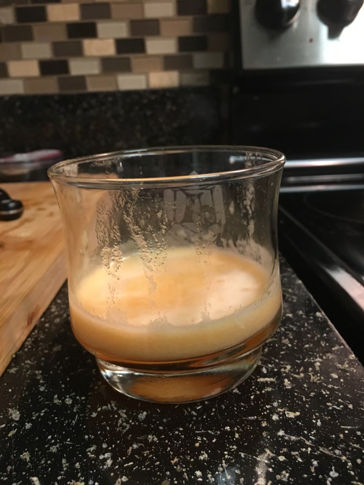 Cantaloupe "sauce" in a glass.