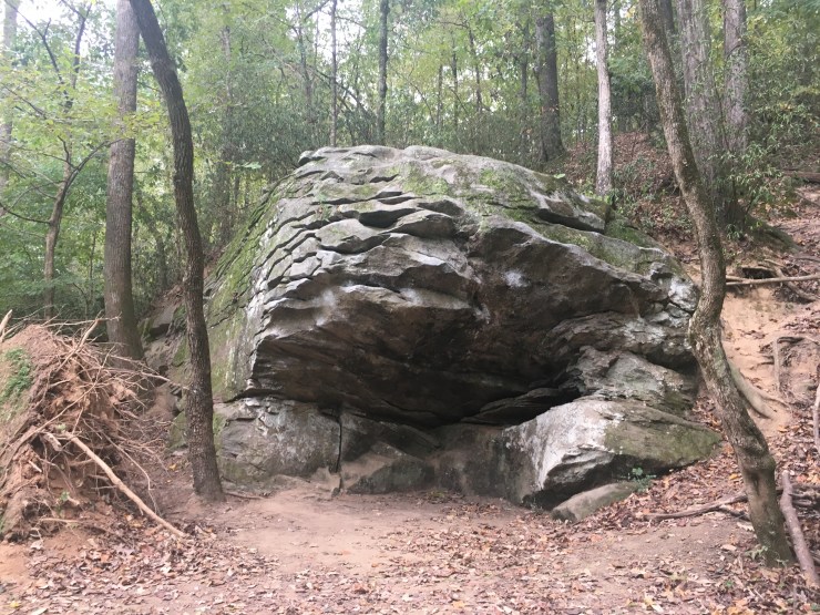 A very large jagged rock.