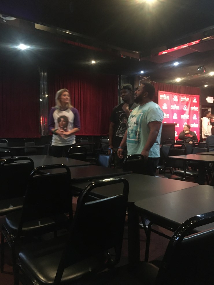 Tyrone talking to the audience.