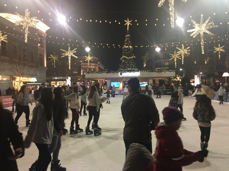 A crowd of ice skaters.
