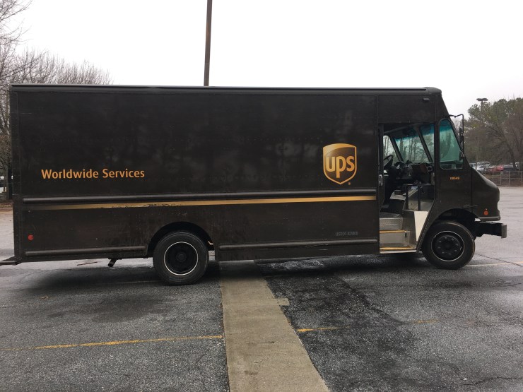 A UPS delivery truck.