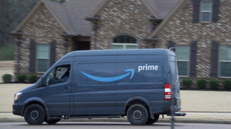 An Amazon delivery truck.