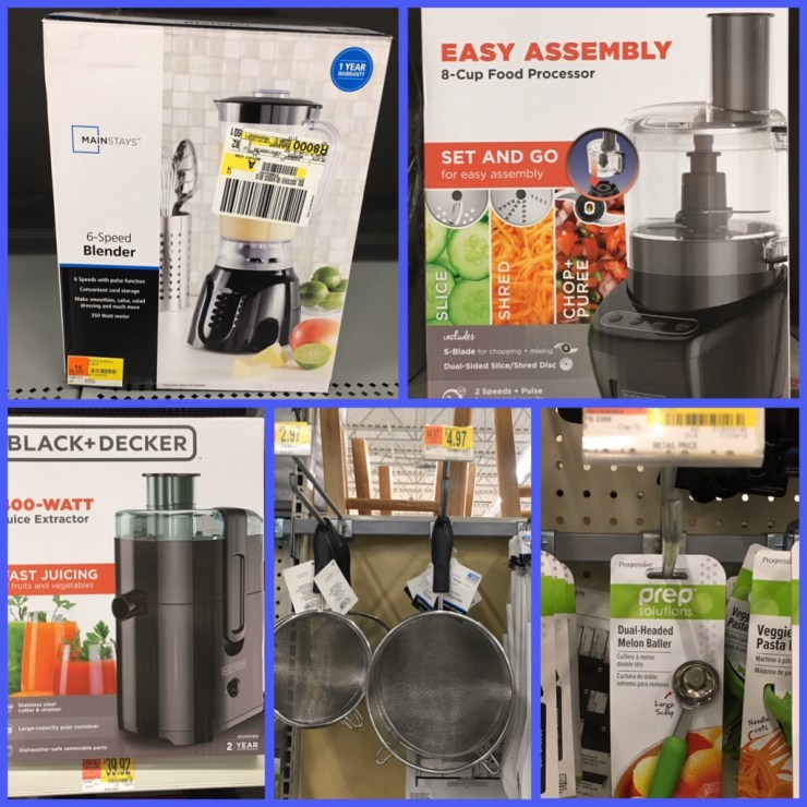 Blender, food processor, juicer, strainer and melon baller at Walmart