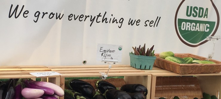 Organic eggplant at the farmer's market.
