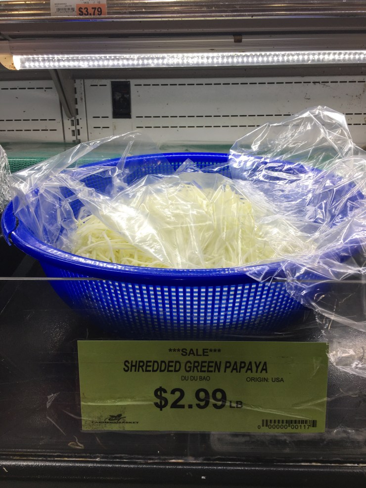 Shredded green papaya.