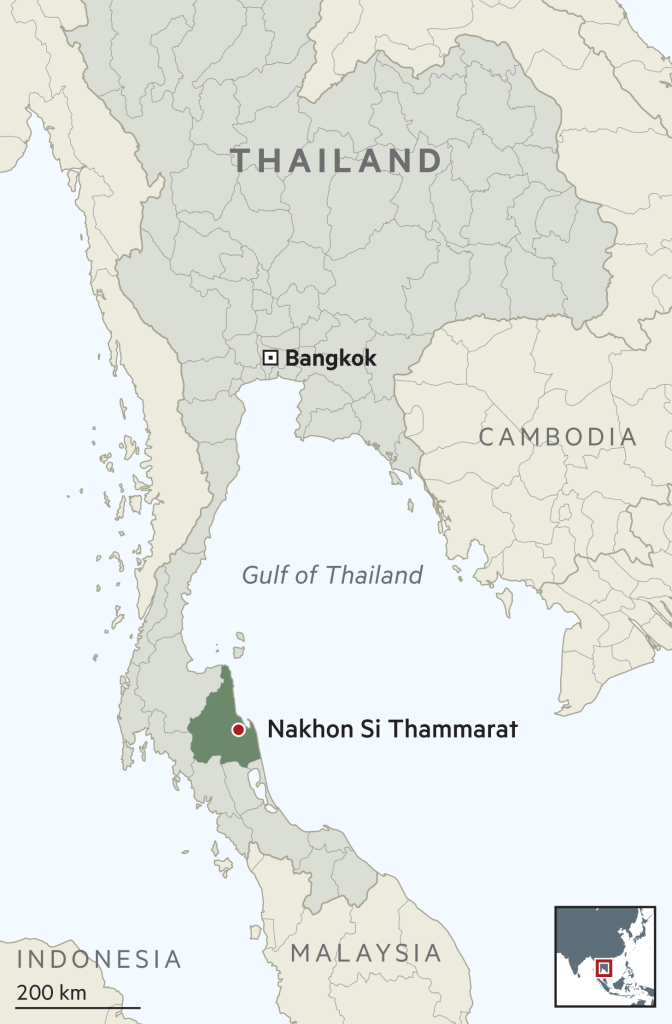 Nakhon Si Thammarat in Thailand map.
