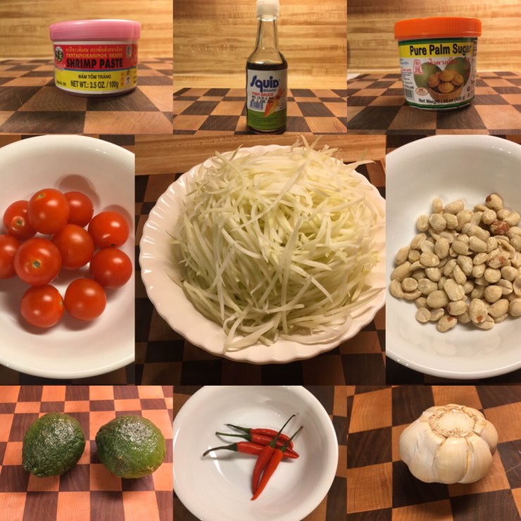 Som Tam ingredients