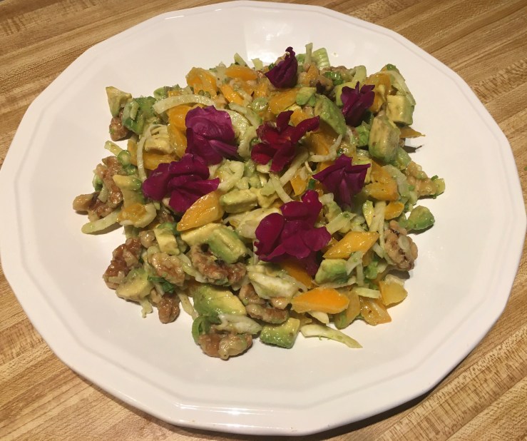 Avocado, tomato, fennel, walnut salad.