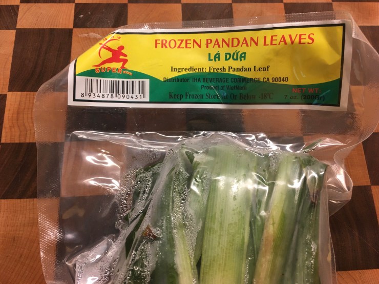 Frozen pandan leaves.