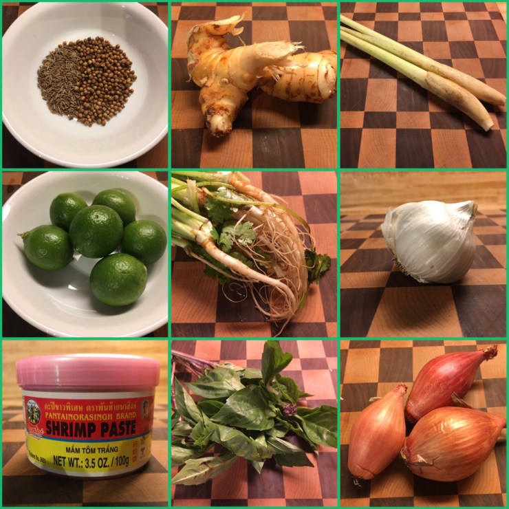 Thai curry paste ingredients.