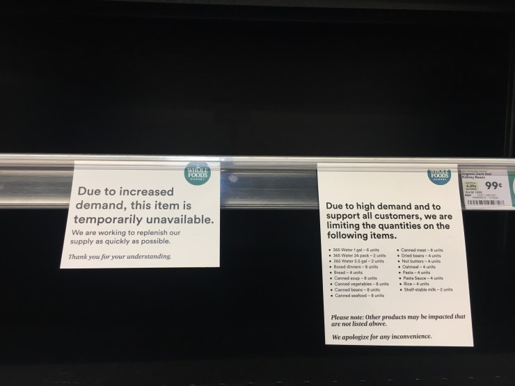 Empty grocery shelves.