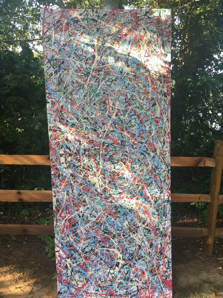 Sky blue drip painting.