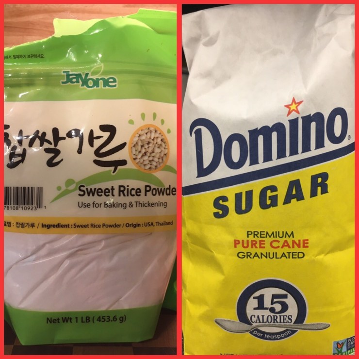 Seeet rice flour and sugar.