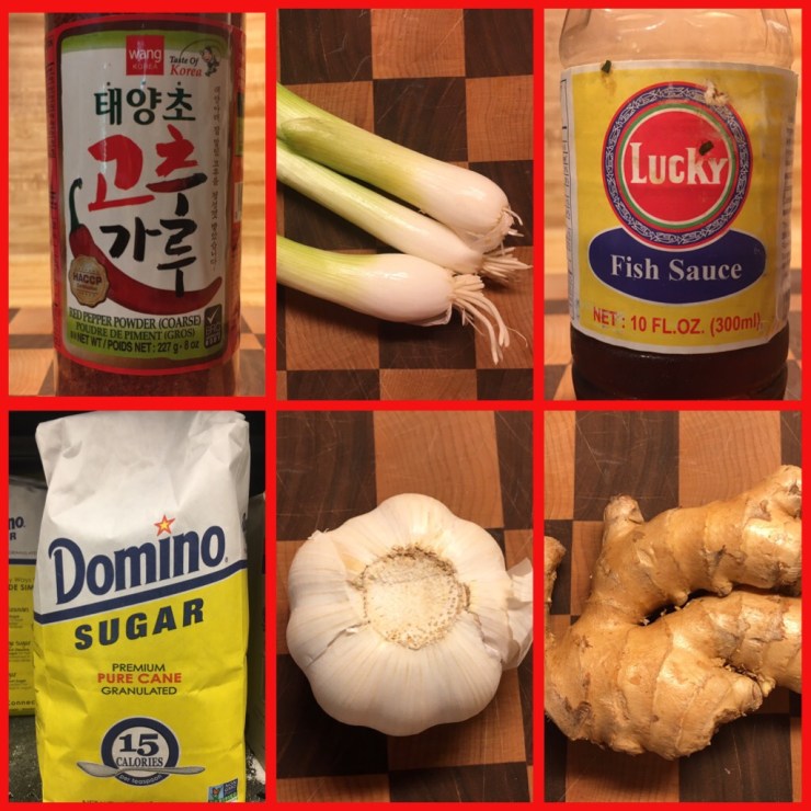 Seasoning ingredients for radish kimchi.