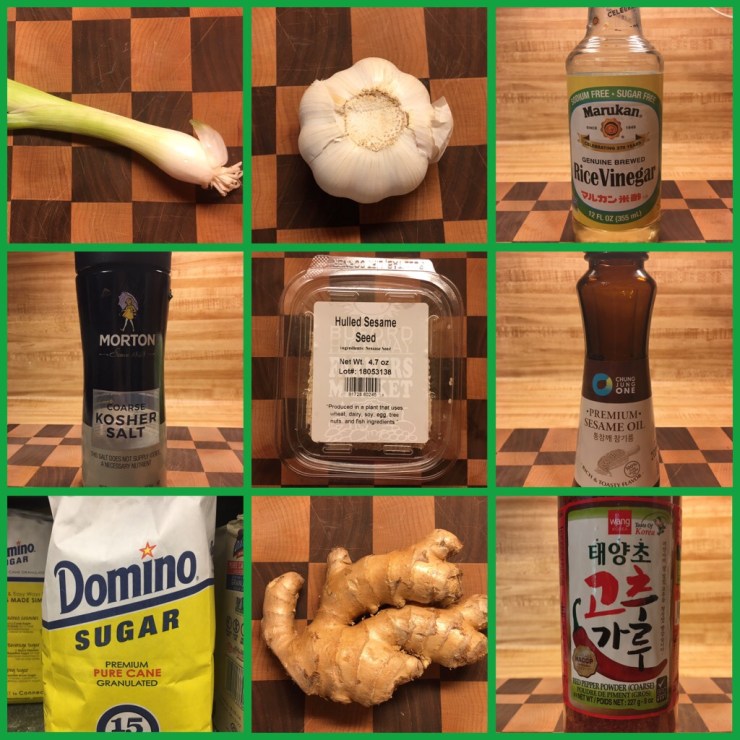 Seasoning ingredients for cucumber salad.