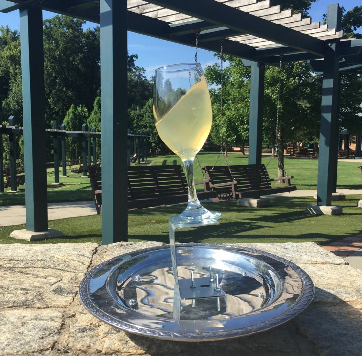 “Cheeze Assault”: jello filled wine glass mounted on serving tray.