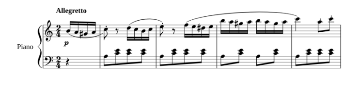Opening notes for “Rondo alla Turca” by Mozart