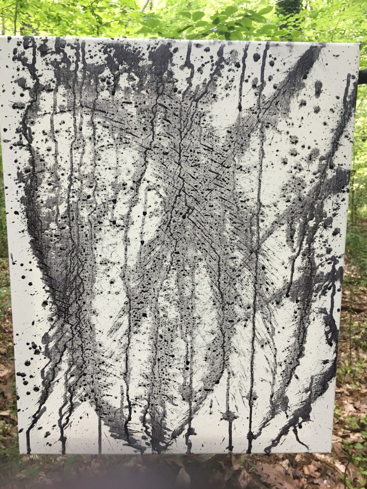 Canvas flogged with black India ink.