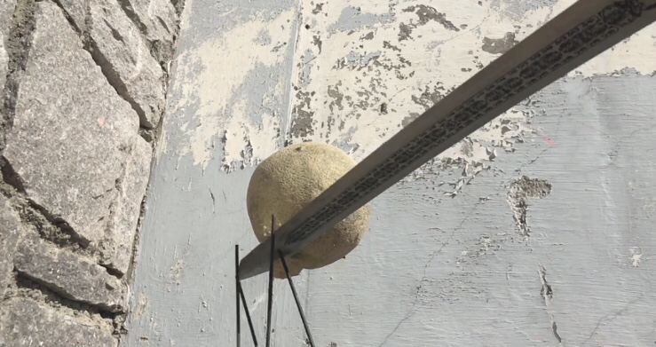 Sword missing a cantaloupe