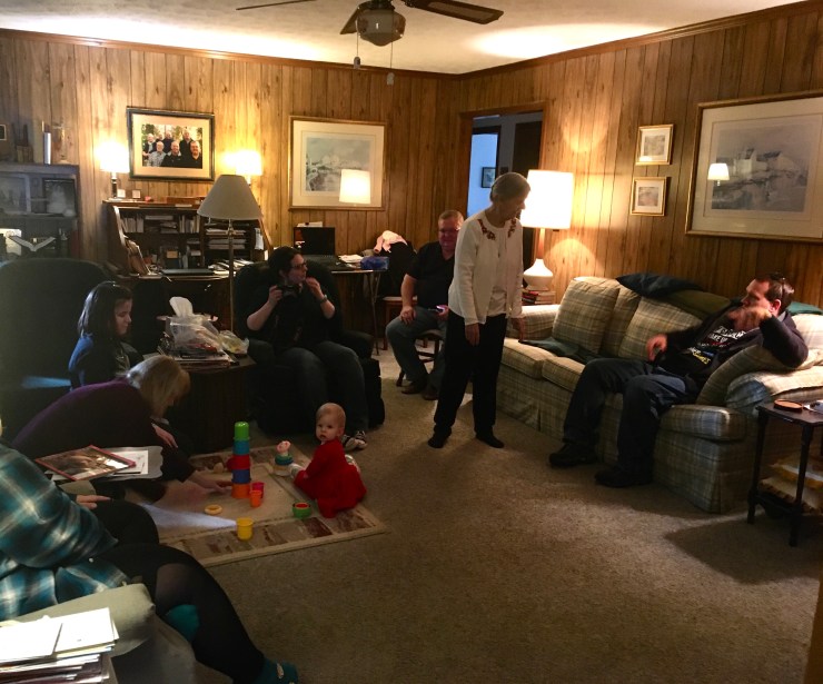 The Hardins in the tv room.