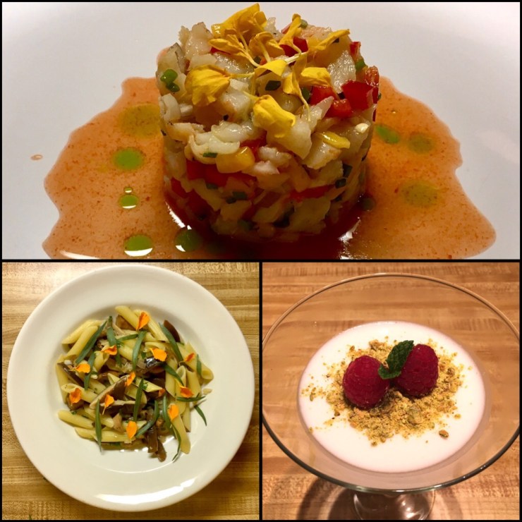 Collage of a three course meal.