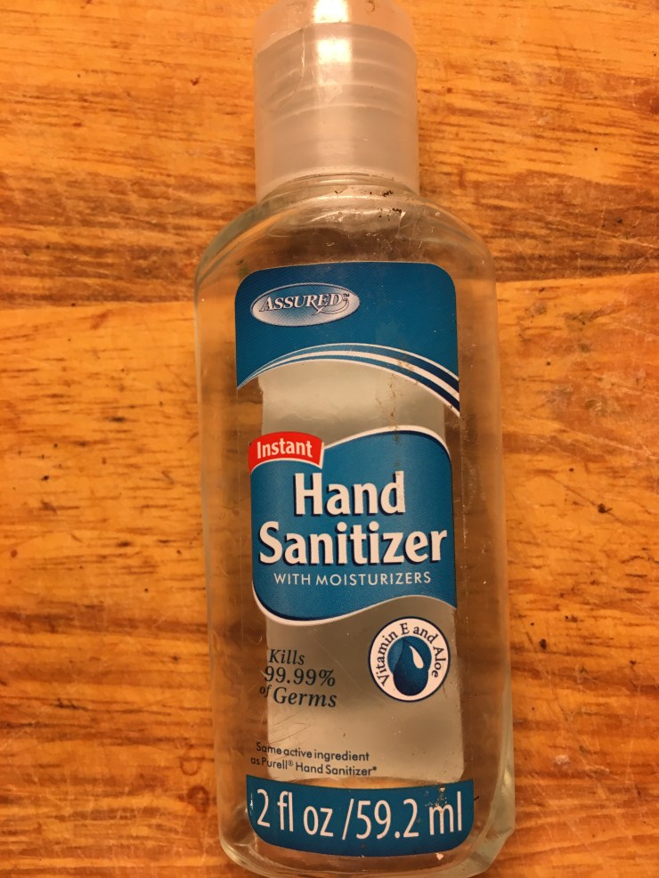 A tube of hand sanitizer.