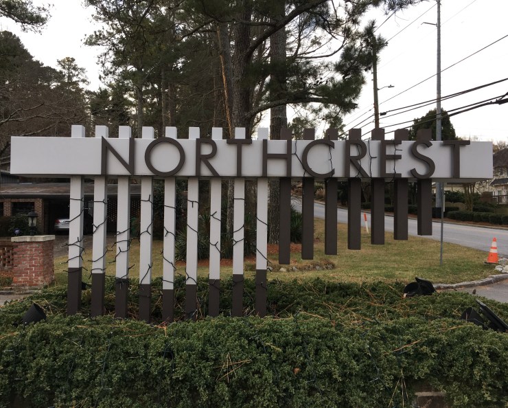Entrance sign to northcrest neighborhood .