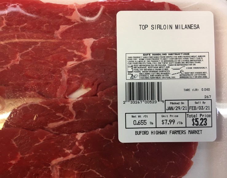 Thinly sliced top sirloin.