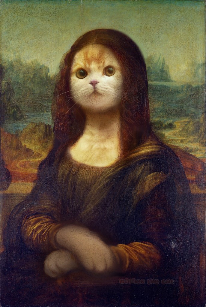 Mona Lisa with kitten face.