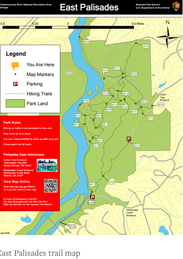 Map of east palisades trail.