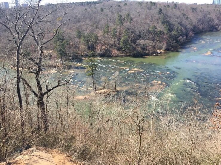 Looking down on rapids.