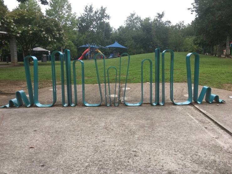 Sculpture that doubles as a bike rack.
