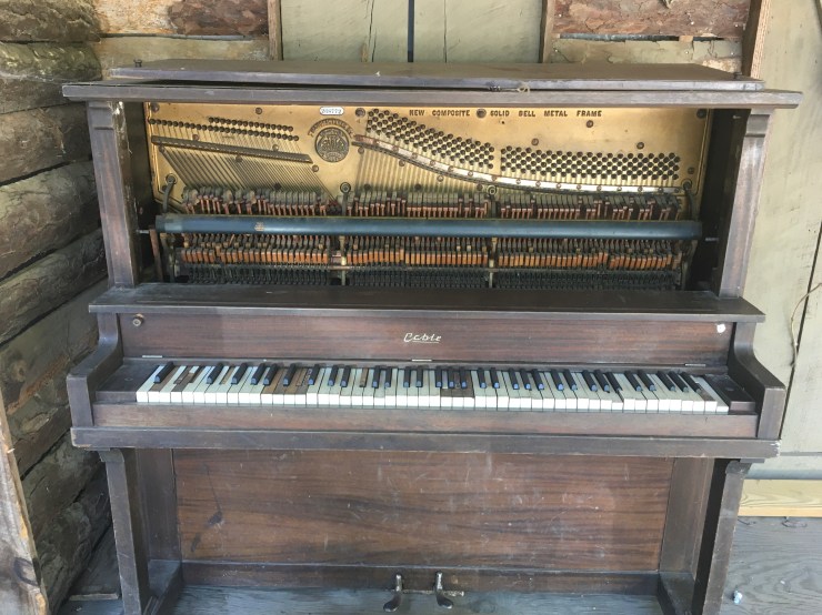 An old upright piano.