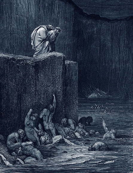 Dante and Virgil in the 9th circle of Hell