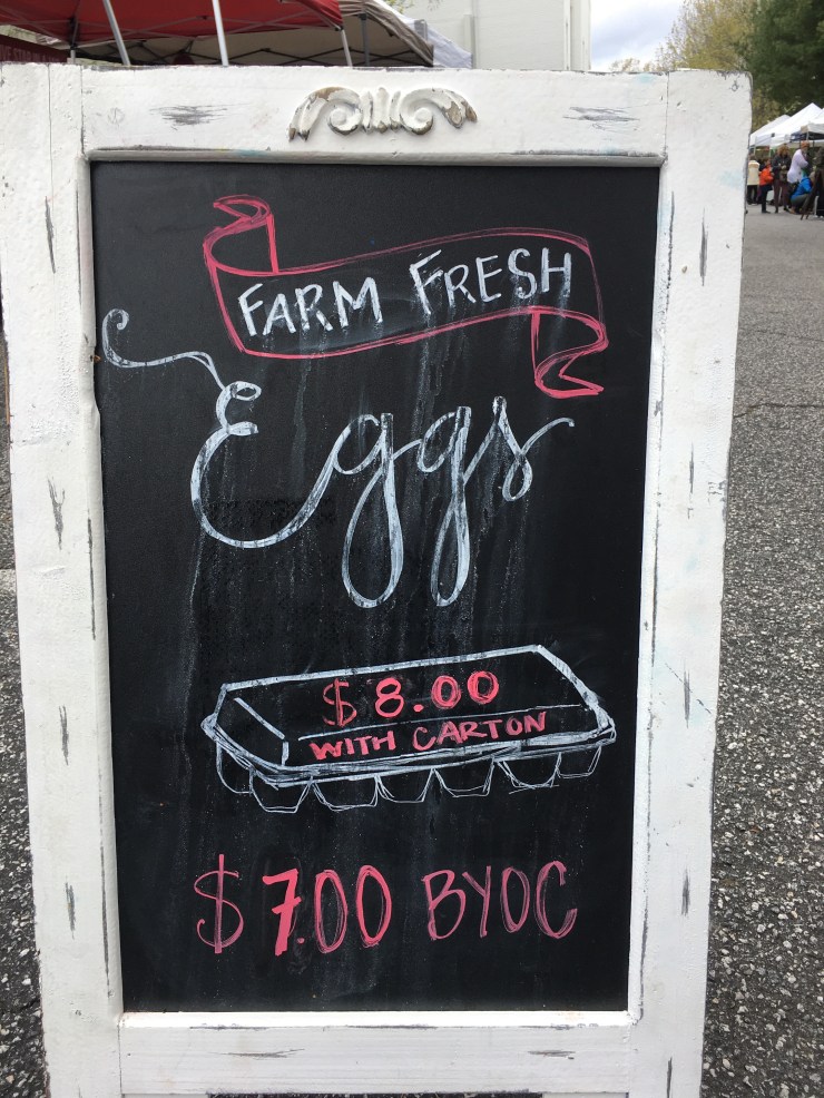 Sign reading farm fresh eggs.