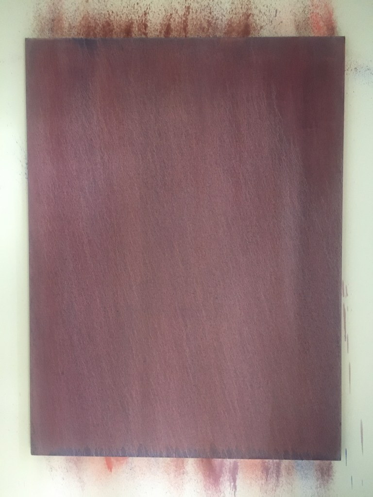 Background fourth coat: cobalt blue, cadmium red and titanium white.