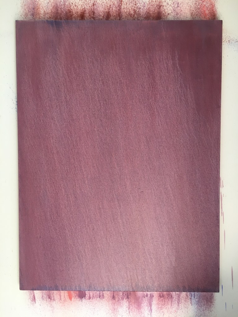 Background fifth coat: cobalt blue, Winsor red and titanium white.