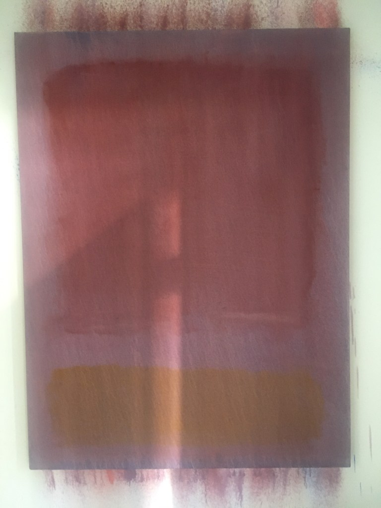 Red square first coat: Indian red. Yellow square first coat: Indian yellow.