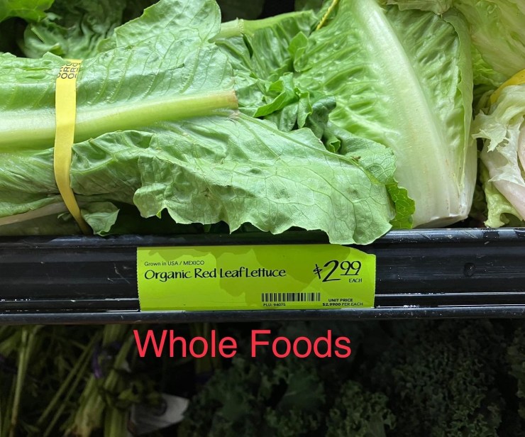 Lettuce at Whole Foods.