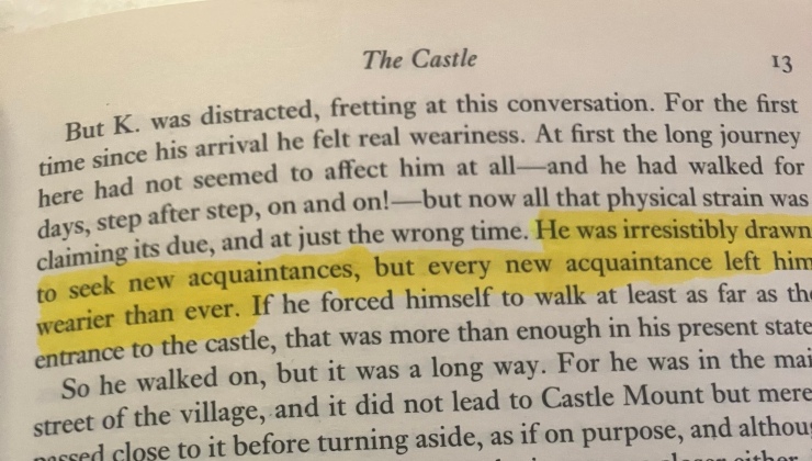 A highlited quote in a copy of “The Castle.”